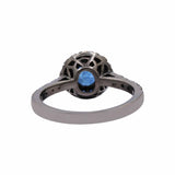 Blue Sapphire 925 Sterling Silver Handmade Black Rhodium Ring