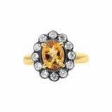 Designer Citrine and Cubic Zircon Gold Plated 925 Silver Ring