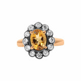Designer Citrine and Cubic Zircon Gold Plated 925 Silver Ring