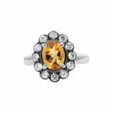 Designer Citrine and Cubic Zircon Gold Plated 925 Silver Ring