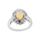 Designer Citrine and Cubic Zircon Gold Plated 925 Silver Ring