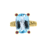 Blue Topaz and Ruby 925 Sterling Silver Designer Ring