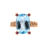 Blue Topaz and Ruby 925 Sterling Silver Designer Ring