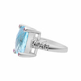 Blue Topaz and Ruby 925 Sterling Silver Designer Ring