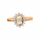 Citrine and Cubic Zircon 925 Sterling Silver Rose Gold Plated Ring