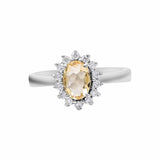 Citrine and Cubic Zircon 925 Sterling Silver Rose Gold Plated Ring