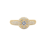 Beautiful 925 Silver Cubic Zircon Gold Plated Silver Floral Ring