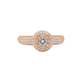 Beautiful 925 Silver Cubic Zircon Gold Plated Silver Floral Ring