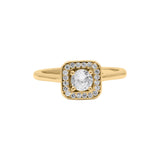 925 Natural Cubic Zircon Gold Plated Square Silver Ring
