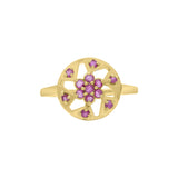 Ruby 925 Sterling Silver Gold Plated Floral Ring
