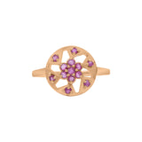 Ruby 925 Sterling Silver Gold Plated Floral Ring