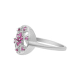 Ruby 925 Sterling Silver Gold Plated Floral Ring