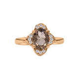Smokey Quartz and Cubic Zircon 925 Sterling Silver Ring