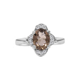 Smokey Quartz and Cubic Zircon 925 Sterling Silver Ring