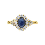 Blue Sapphire and Cubic Zircon Gold Plated Silver Ring