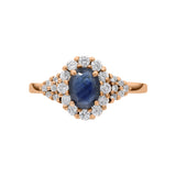 Blue Sapphire and Cubic Zircon Gold Plated Silver Ring