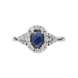 Blue Sapphire and Cubic Zircon Gold Plated Silver Ring