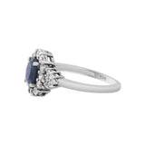 Blue Sapphire and Cubic Zircon Gold Plated Silver Ring