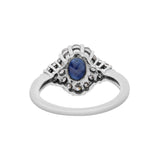 Blue Sapphire and Cubic Zircon Gold Plated Silver Ring