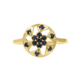 Antique Blue Sapphire Gold Plated 925 Sterling Silver Ring