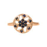 Antique Blue Sapphire Gold Plated 925 Sterling Silver Ring