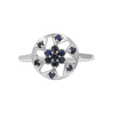 Antique Blue Sapphire Gold Plated 925 Sterling Silver Ring