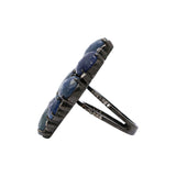 Black Rhodium Natural Blue Sapphire and Diamond 925 Silver Ring