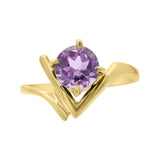 Natural Amethyst 925 Sterling Silver Designer Gold Plated Ring