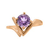 Natural Amethyst 925 Sterling Silver Designer Gold Plated Ring