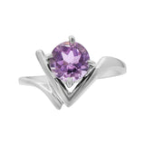 Natural Amethyst 925 Sterling Silver Designer Gold Plated Ring