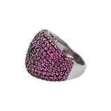 Natural Ruby Gemstone and Black Spinel 925 Sterling Silver Designer Ring