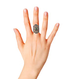 Natural Emerald, Ruby and Diamond 925 Sterling Silver Black Rhodium Ring