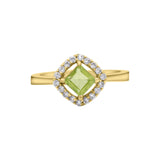 Peridot and Cubic Zircon 925 Sterling Silver Ring