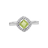 Peridot and Cubic Zircon 925 Sterling Silver Ring