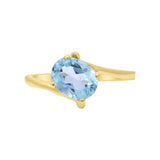 Natural Blue Topaz 925 Sterling Silver Gold plated Ring