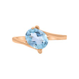 Natural Blue Topaz 925 Sterling Silver Gold plated Ring