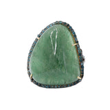 925 Sterling Silver Natural Emerald Gemstone and Diamond Gold Plated Ring