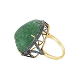 925 Sterling Silver Natural Emerald Gemstone and Diamond Gold Plated Ring