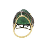 925 Sterling Silver Natural Emerald Gemstone and Diamond Gold Plated Ring