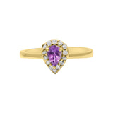 Natural Amethyst and Cubic Zircon 925 Sterling Silver Gold plated Designer Ring