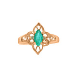 Natural Emerald and Diamond 925 Sterling Silver Gold plated Ring