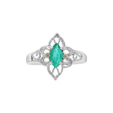 Natural Emerald and Diamond 925 Sterling Silver Gold plated Ring