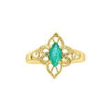 Natural Emerald and Diamond 925 Sterling Silver Gold plated Ring