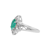 Natural Emerald and Diamond 925 Sterling Silver Gold plated Ring