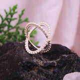 Criss Cross Beaded 925 Sterling Silver Rings