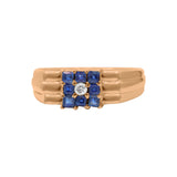 Blue Sapphire and Diamond 925 Sterling Silver Gold plated Ring