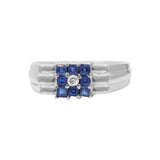Blue Sapphire and Diamond 925 Sterling Silver Gold plated Ring
