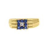Blue Sapphire and Diamond 925 Sterling Silver Gold plated Ring