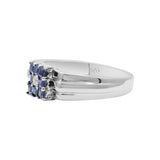 Blue Sapphire and Diamond 925 Sterling Silver Gold plated Ring