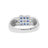 Blue Sapphire and Diamond 925 Sterling Silver Gold plated Ring